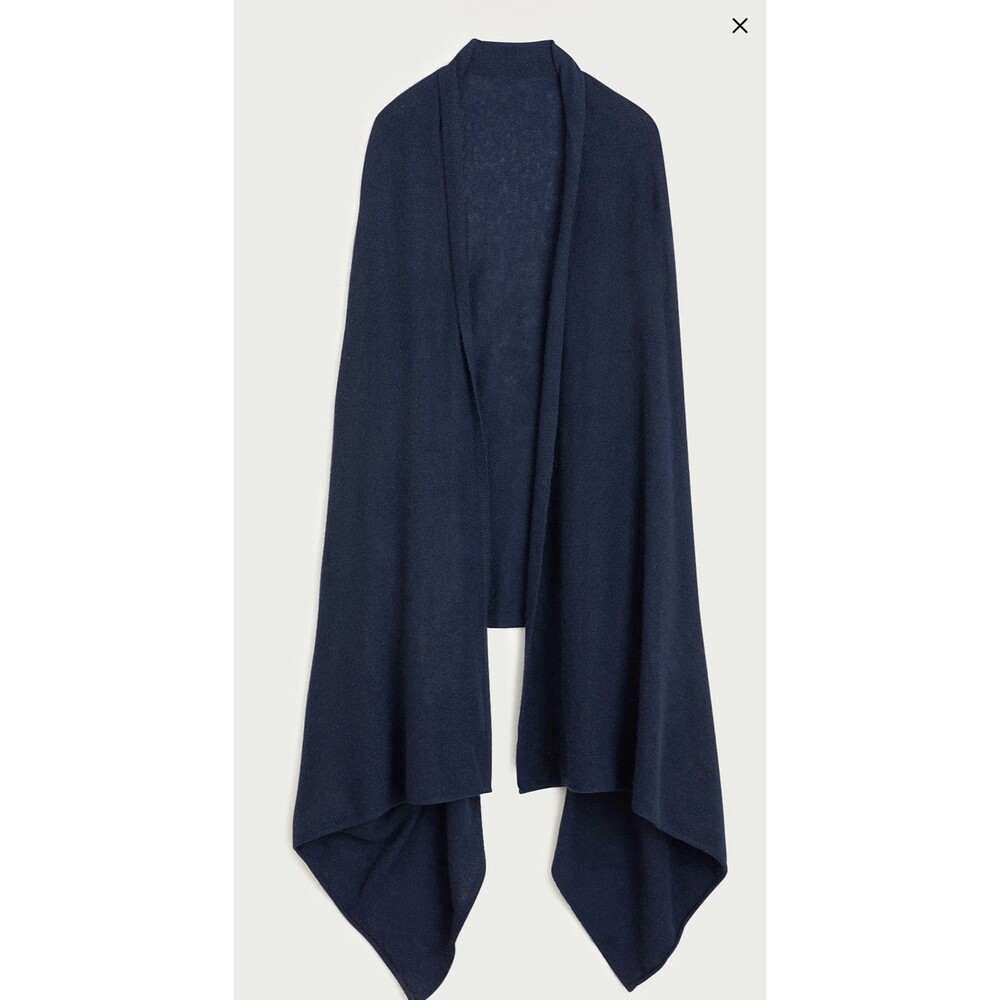 J.CREW Oversized Cashmere Wrap Navy Blue Lightweight 79x33 Travel $228